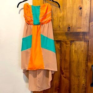 Flying Tomato High-Low strapless dress, size XS